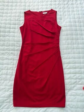Calvin Klein Vibrant Red Sleeveless Sheath Dress, Size 10